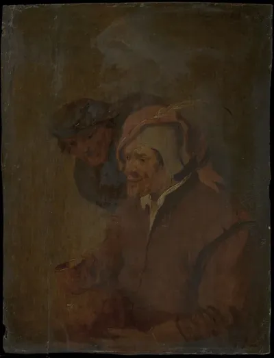 Two men with a jug