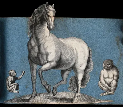 Two monkeys and a horse