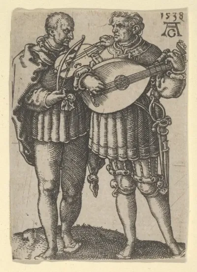 Two Musicians Playing the Violin and the Lute, from "The Small Wedding Dancers"