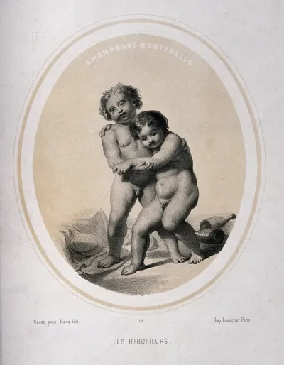 Two naked children in a drunken state