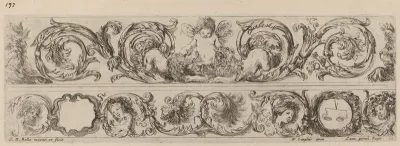 Two Ornamental Bands with Cupid and Heads of the Four Seasons, probably