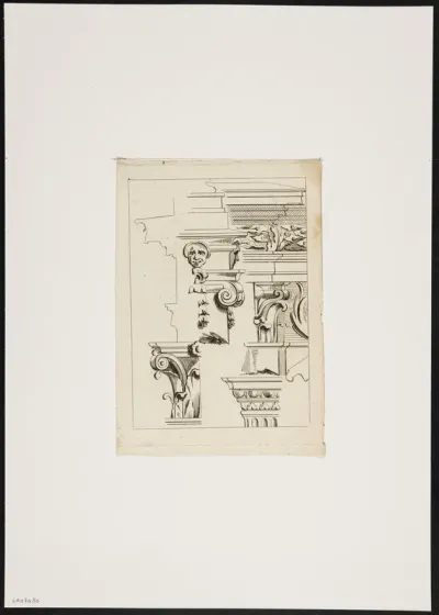 Two ornamental tops with architectural elements