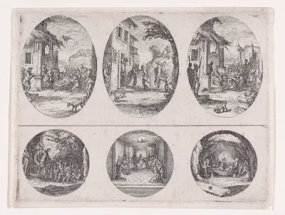 Two Oval Medallions and Two Rondels, from "Variae tum Passionis Christi tum vitae beatae Mariae Virginis; Les Mystères de la Passion suite appelée aussi Mystères de la Vie de Jésus et Mystères de la Vie de Jésus et de la Vie de la Ste. Vierge" (The M