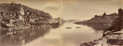 Two-Part Panorama with View of the Narmada River at Omkareshwar