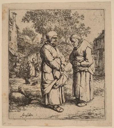 Two Peasant Women Conversing on a Village Street