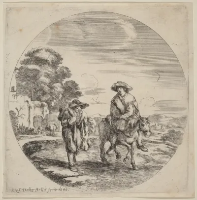 Two Peasants Traveling in a Landscape