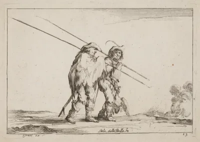 Two Pikemen Traveling on Foot