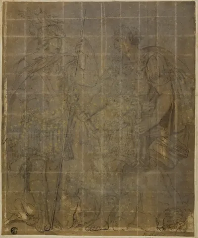 Two Roman Warriors with She-Wolf, Romulus, and Remus