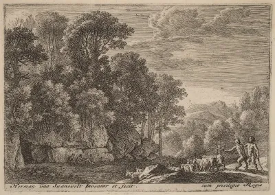 Two Satyrs Tending a Flock of Goats