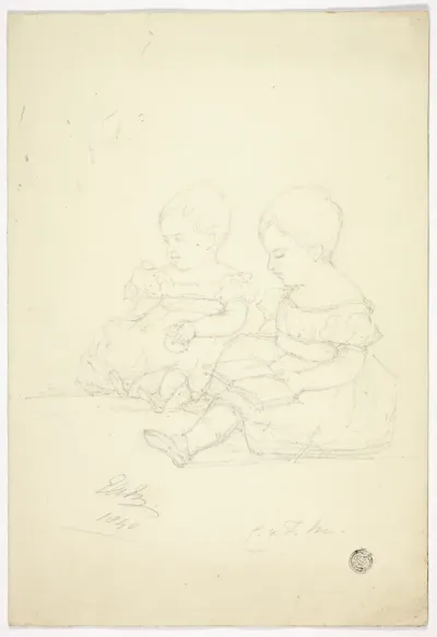 Two Seated Baby Girls (recto), a Still Life, and Two Animals (verso)