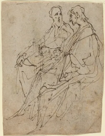 Two Seated Male Figures