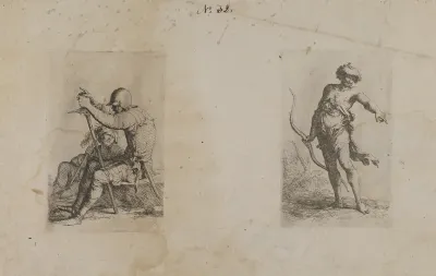 Two Seated Men, Each Bearing Weapon (Figurine Series)