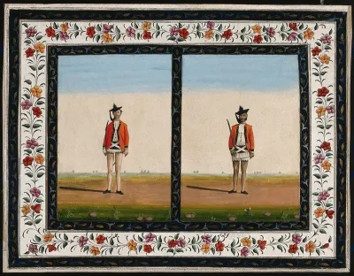 Two sepoys, holding swords