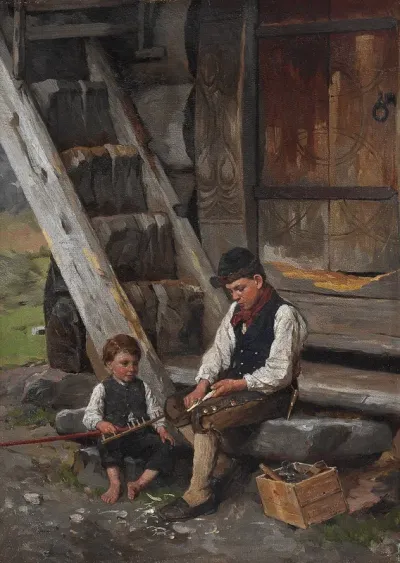 Two sitting boys