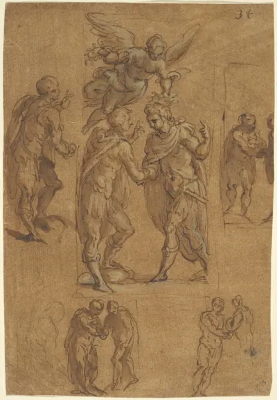 Two Soldiers Crowned by Victory