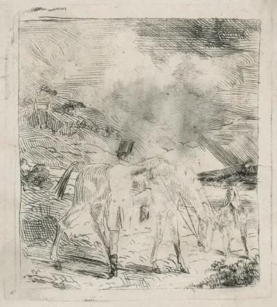 Two Sportsmen Mounting Their Horses
