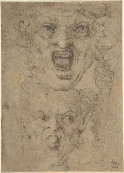 Two Studies for a Grotesque Head