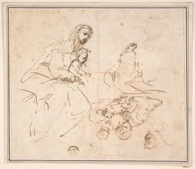 Two Studies for the Madonna and Child (recto); Flagellation (verso)
