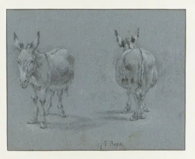 Two Studies of a Donkey, Seen from the Front and Behind