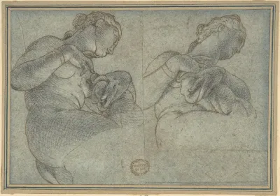 Two Studies of a female Figure or Statue