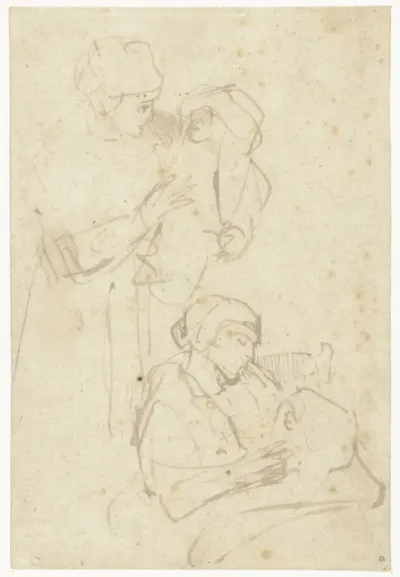 Two Studies of a Woman and Child