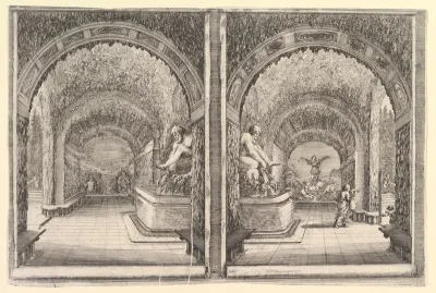Two views of a grotto, from "Views of the villa at Pratolino" (Vues de la villa de Pratolino)
