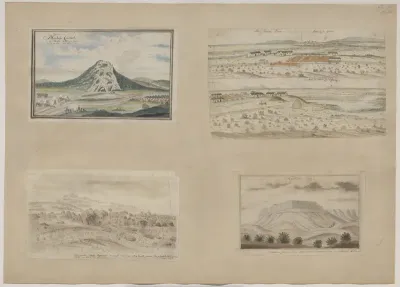 Two views of the farm “Bergrivier” of Martin Melck, seen from the east and from the west