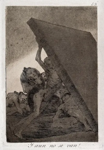Two withered wretches trying to hold up a slab of stone