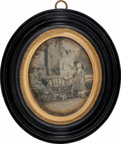 Two Women and Three Children in Garden