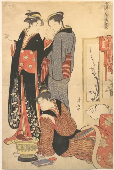 Two Women Standing, Holding a Child
