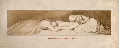 Two women weeping over a prone figure