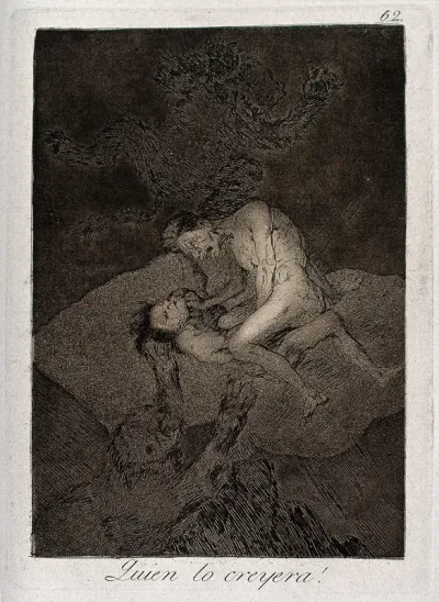 Two wretches fighting in mid-air being grabbed by monsters