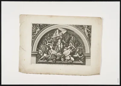 Tympanum with angels, putti and victory attributes