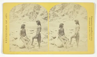 Types of Mojave Indians. This tribe inhabits the region of the lower Colorado, or western Arizona.Physically, they are the finest specimens in all the West, many of the males attaining to the height of 6 feet, No. 5 from the series "Geographical Expl