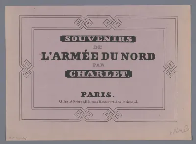 Typografisch titelblad voor een serie prenten over het Franse leger in België, 1832