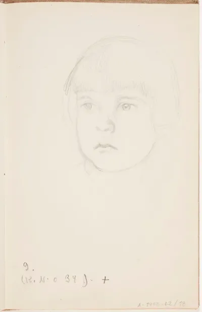Tytön pää (Leena ? s. 1922, aviol. Honkala, Heikki Järnefeltin, taiteilijan pojan tytär). Todennäköisesti 1925-28.