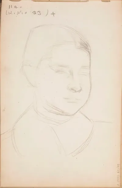 Tytön pää. Todennäköisesti n. 1905-08
