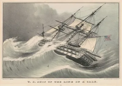 U.S. Ship of the Line in a Gale