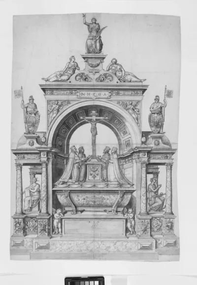 Udkast til dobbeltgravmæle over Christian III og Frederik II