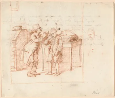 Udkast til illustration P.A. Heibergs skuespil "De Vonner og de Vanner"