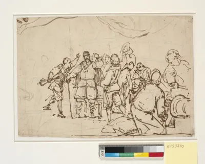 Udkast til maleriet i Chr. IV's kapel i Roskilde "Chr. 4. på Trefoldigheden"
