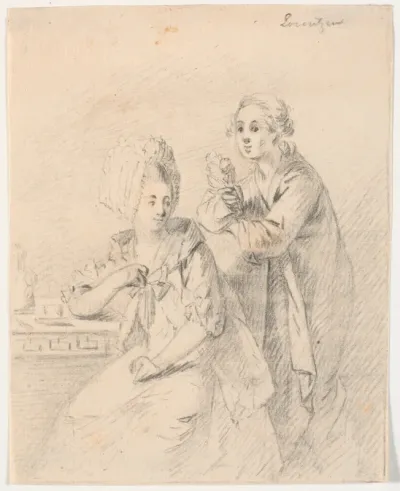 Udkast til portræt af kollegiedeputeret Frederik Carl Trant (1738-98) og hustru Cornelia, f. Schumacher