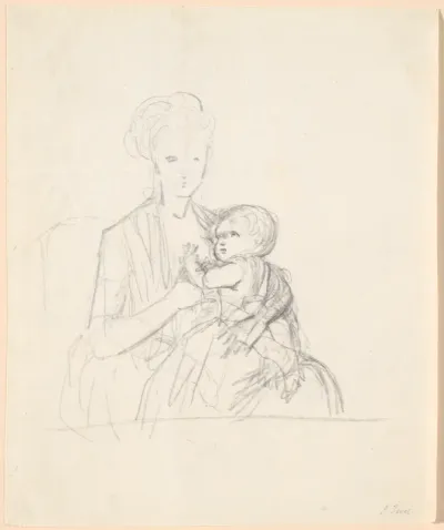 Udkast til portrættet af grevinde Sophie Magdalene Raben, født von Qualen med sin ældste søn, født 1784