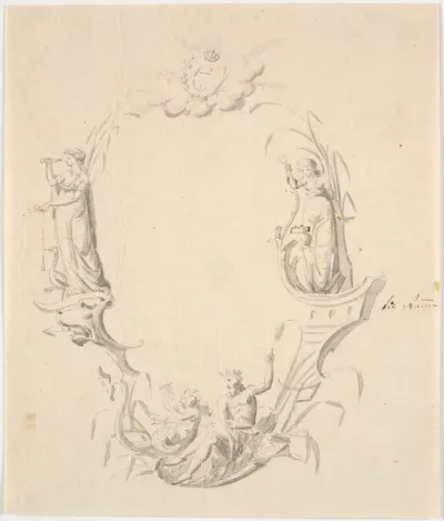 Udkast til titelvignet til et søkort (med teksten: Pass Kaart over Kattegattet, udg. af Søkortarkivet 1799)
