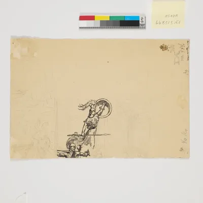Udkast til øverste del af illustration til Pontoppidan, Odysseus rejser og eventyr
