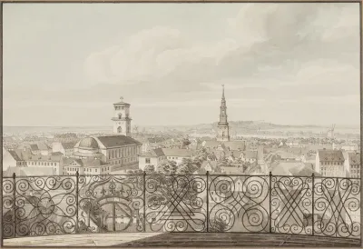 Udsigt fra Rundetårn over København til Frederiksberg Slot
