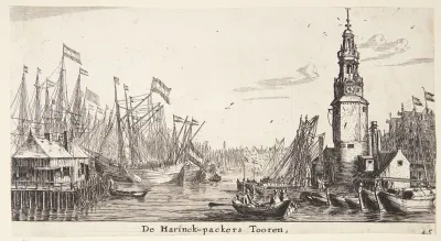 Udsigt mod De Haringpakkerstoren i Amsterdam