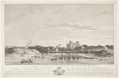 Udsigt over Château de Madrid og Pavillon de Bagatelle (Vue du Chateau de Madrid et du Pavillon de Bagatelle pres de Paris)