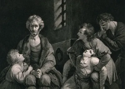 Ugolino, his sons and grandsons in a cell facing death by starvation