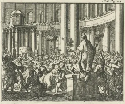 Uitdelen van het heilig vuur tijdens het paasfeest in de Heilig-Grafkerk te Jeruzalem